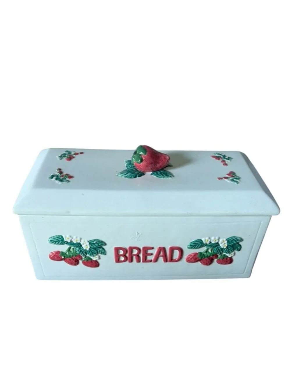 strawberry vintage ceramic bread box cottage core hand painted Country kitchen